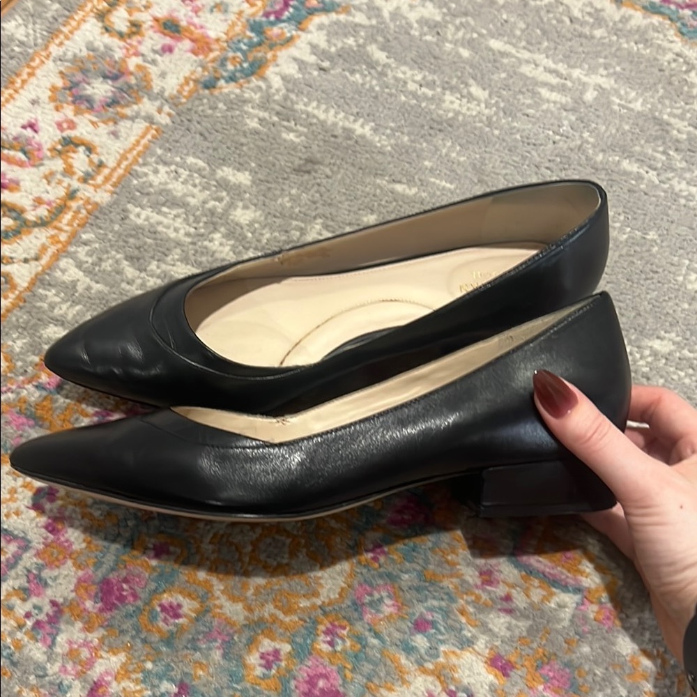Cole Haan Grand Series Black Leather Pointed Toe Flat Shoes Size 9B